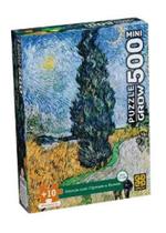 Quebra cabeca 500 pcs mini estrada com cipreste e estrela van gogh 4605
