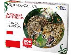Quebra-cabeça 500 Peças Natureza Esplêndida - Onça Pintanda Pais e Filhos Quebra-cabeça 500 Peças Natureza Esplêndida - Onça Pintanda Pais e Filhos