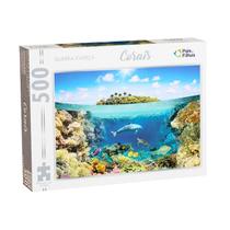 Quebra Cabeça 500 Peças Paisagem Corais Mar Peixe Tartaruga Golfinho +7 Anos Pais e Filhos