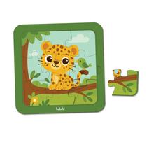 Quebra-Cabeça 9 Peças Onça Em Madeira Educativo - Babebi