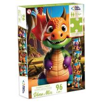 Quebra-Cabeça 96 peças 4 em 1 Dino Mix - Pais e Filhos Quebra-Cabeça 96 peças 4 em 1 Dino Mix - Pais e Filhos
