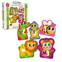 Quebra Cabeça ABC Dos Bichos, Brincadeira De Criança, 52 Peças Em Madeira