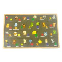 Quebra-Cabeça Alfabeto Infantil em MDF 3mm A-Z com Figuras Jogo Montessoriano Pedagógico Educativo Quebra-Cabeça Alfabeto Infantil em MDF 3mm A-Z com Figuras Jogo Montessoriano Pedagógico Educativo