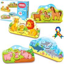 Quebra Cabeça Animais 40 Peças Brinquedo Educativo Infantil