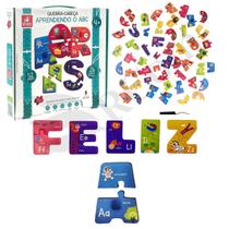 Quebra Cabeça Aprendendo o ABC Em Madeira Brincadeira de Criança 52 Peças Jogo Pedagógico Educativo Escolar Crianças +4 Quebra Cabeça Aprendendo o ABC Em Madeira Brincadeira de Criança 52 Peças Jogo Pedagógico Educativo Escolar Crianças +4