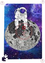 Quebra Cabeça Astronauta Aquarela Colorido Planetas Lua Espaço
