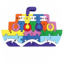 Quebra Cabeça Barco Educativo Pedagogico Letras Números 26Pc Quebra Cabeça Barco Educativo Pedagogico Letras Números 26Pc