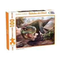 Quebra Cabeça Batalha dos Dinos +4 Anos Infantil 100 Peças Pais e Filhos