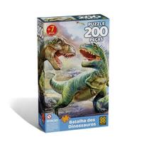Quebra-cabeça batalha dos dinossauros 200 peças - Grow Quebra-cabeça batalha dos dinossauros 200 peças - Grow