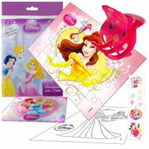Quebra Cabeça Bela + Piranha de Cabelo + Posters + Adesivo Princesas Disney