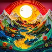 Quebra-cabeça Bgraamiens Canyon Sunset 1000 peças de arte moderna 3D Quebra-cabeça Bgraamiens Canyon Sunset 1000 peças de arte moderna 3D