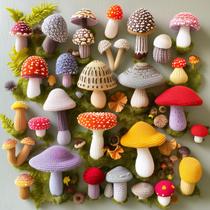 Quebra-cabeça Bgraamiens Crochet Mushrooms 1000 peças de arte natural Quebra-cabeça Bgraamiens Crochet Mushrooms 1000 peças de arte natural