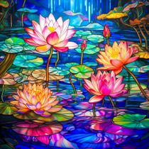 Quebra-cabeça Bgraamiens Stained Glass Waterlily 1000 peças