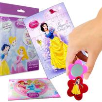 Quebra Cabeça Branca de Neve + Espelho + Posters + Adesivo Princesas Disney