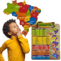 Quebra-Cabeça Brasil em Regiões Brinquedo Educativo em MDF Quebra-Cabeça Brasil em Regiões Brinquedo Educativo em MDF