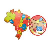 Quebra-Cabeça Brasil Mapa Regiões G Brinquedo Educativo MDF