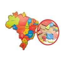 Quebra-Cabeça Brasil Mapa Regiões G Brinquedo Educativo MDF - Maninho Brinquedos
