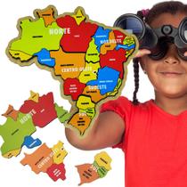 Quebra-Cabeça Brasil Mapa Regiões P Brinquedo Educativo MDF - Maninho Brinquedos