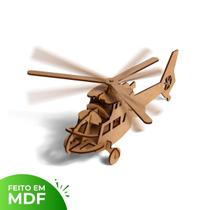 Quebra Cabeça Brinquedo 3D Madeira MDF Helicóptero 3 Hélices