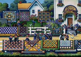Quebra-cabeça Buffalo Games Dowdle Amish Quilts 300 peças Quebra-cabeça Buffalo Games Dowdle Amish Quilts 300 peças