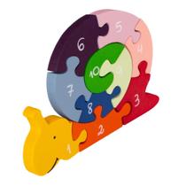 Quebra-Cabeça Caracol com Números de 1 a 10 Brinquedo Educativo em Madeira