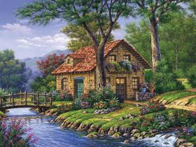 Quebra-cabeça Ceaco Arturo Zarraga Cottage by The River 500 unidades Quebra-cabeça Ceaco Arturo Zarraga Cottage by The River 500 unidades