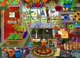Quebra-cabeça Ceaco Garden Shed Greenhouse 1000 peças Quebra-cabeça Ceaco Garden Shed Greenhouse 1000 peças