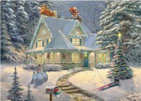 Quebra-cabeça Ceaco Thomas Kinkade Holiday Midnight 1000 peças Quebra-cabeça Ceaco Thomas Kinkade Holiday Midnight 1000 peças