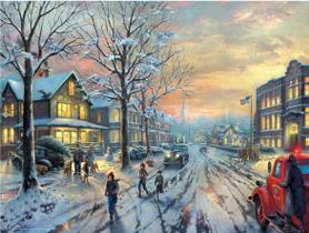 Quebra-cabeça Ceaco Thomas Kinkade Holiday Movies 300 peças Quebra-cabeça Ceaco Thomas Kinkade Holiday Movies 300 peças