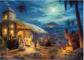 Quebra-cabeça Ceaco Thomas Kinkade Holiday Nativity 1000 peças Quebra-cabeça Ceaco Thomas Kinkade Holiday Nativity 1000 peças