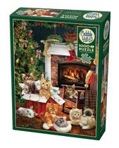 Quebra-Cabeça Cobble Hill Christmas Kittens - 1000 Peças com Pôster Quebra-Cabeça Cobble Hill Christmas Kittens - 1000 Peças com Pôster
