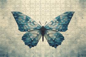 Quebra-Cabeça Cognitivo Borboleta Azul em MDF 300 peças