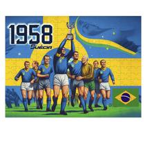 Quebra-cabeça Coleção Copa do Mundo Suécia 1958 - Brasil Campeão - 300 peças em mdf