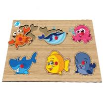 Quebra cabeça com pinos animais aquáticos em madeira - simque - 638 Quebra cabeça com pinos animais aquáticos em madeira - simque - 638