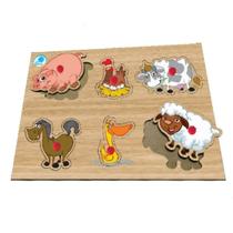 Quebra cabeça com pinos animais da fazenda em madeira - simque - 639 Quebra cabeça com pinos animais da fazenda em madeira - simque - 639