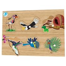 Quebra cabeça com pinos aves com 6 peças em madeira - simque - 720 Quebra cabeça com pinos aves com 6 peças em madeira - simque - 720