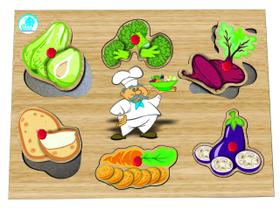 Quebra Cabeça Com Pinos - Tema Legumes