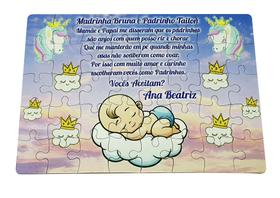 Quebra-Cabeça Convite Batizado Bebê Unicórnio Encantado Quebra-Cabeça Convite Batizado Bebê Unicórnio Encantado