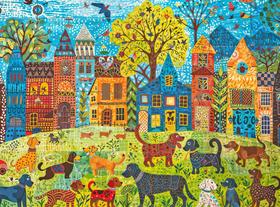 Quebra-cabeça Cross & Glory Colorful Canines 1000 peças Quebra-cabeça Cross & Glory Colorful Canines 1000 peças