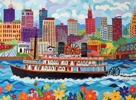 Quebra-cabeça Cross & Glory Queen City Paddle Wheel 1000 unidades