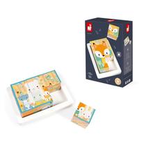 Quebra Cabeça Cubos de Madeira Animais 7 Pc Montessoriano