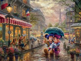 Quebra-Cabeça de 750 Peças, Thomas Kinkade - Disney Dreams, Mickey e Minnie em Paris, para Crianças e Adultos