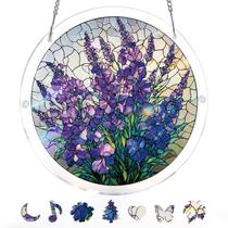 Quebra-cabeça de acrílico Suncatcher Window Hanging Violet Garden Grace