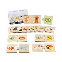 Quebra-Cabeça De Alimentos De Animais De Madeira Para Crianças, Brinquedo Educativo Em Caixa De