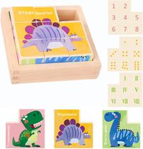 Quebra-cabeça de blocos de madeira 6 em 1 Quebra-cabeça de cubo de animais para 2 3 4+ anos Menino Menina Crianças Brinquedos educativos Montessori Jogos de aprendizagem Quebra-cabeça com bandeja de quebra-cabeça