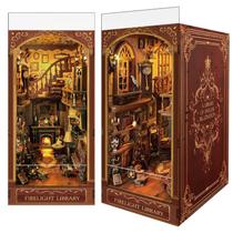 Quebra-cabeça de casa em miniatura DIY Firelight Library Book Nook Quebra-cabeça de casa em miniatura DIY Firelight Library Book Nook