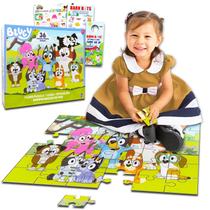 Quebra-cabeça de chão Disney Bluey 36 peças com adesivos para crianças de 3 a 5 anos