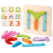 Quebra-cabeça de construção Toy Coogam Wooden Letter Number Kids Quebra-cabeça de construção Toy Coogam Wooden Letter Number Kids