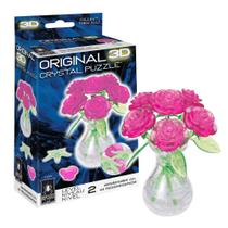 Quebra-cabeça de cristal 3D BePuzzled Roses in Vase Pink Age 12+