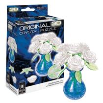Quebra-cabeça de cristal 3D Quebra-cabeças de cristal 3D originais rosas em vaso Quebra-cabeça de cristal 3D Quebra-cabeças de cristal 3D originais rosas em vaso